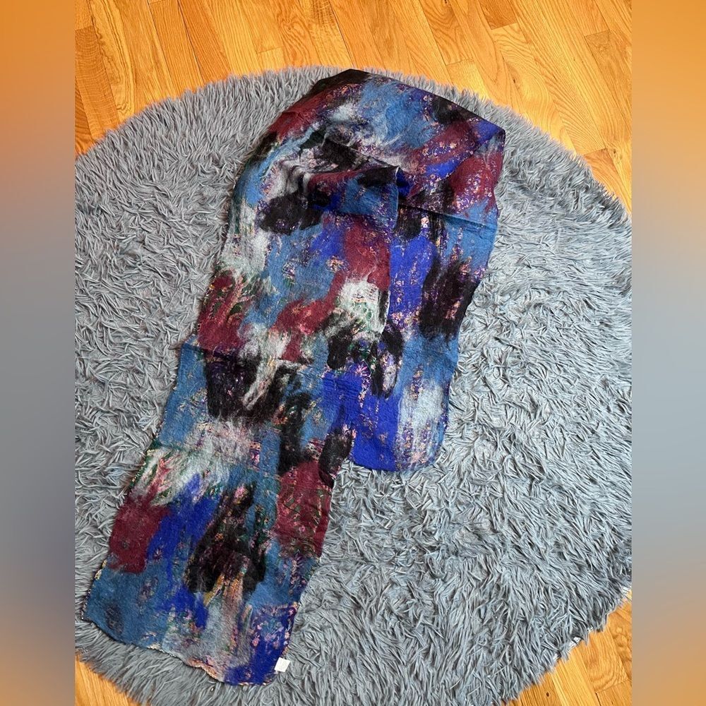 Merino Wool Silk Art To Wear Scarf Hand Made in Nepal